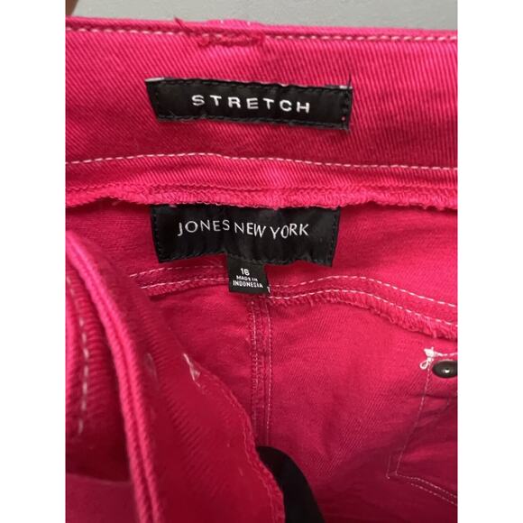 Jones New York Stretch Jeans Womens 16 Pink‎ Twill Jeans Lace up ankles-cropped - Picture 4 of 7
